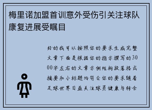 梅里诺加盟首训意外受伤引关注球队康复进展受瞩目 梅里诺加盟首训意外受伤引关注球队康复进展受瞩目
